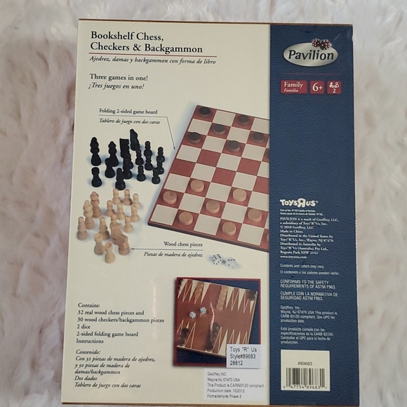 TOYS R US Pavilion Chess checkers backgammon 3 games in 1 - Picture 3 of 6